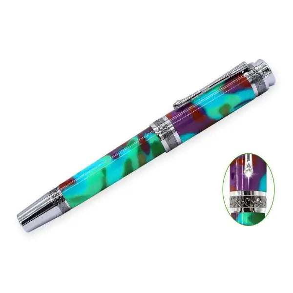 Chrome & Black Titanium New Majestic Rollerball Pen Kit RZ-RP516#-CBWB - Pen Kit