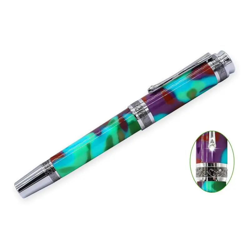 Chrome & Black Titanium New Majestic Rollerball Pen Kit - Pen Kit