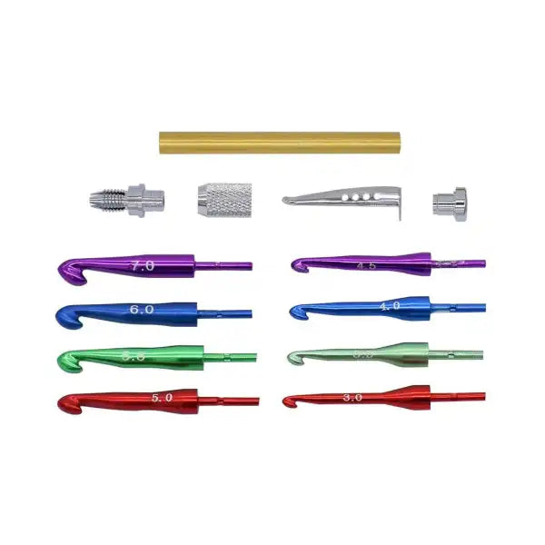 Chrome & Colour Crochet Hook Kit (Knurled) CROCH-KNUR-CHR-COL - Project Kit