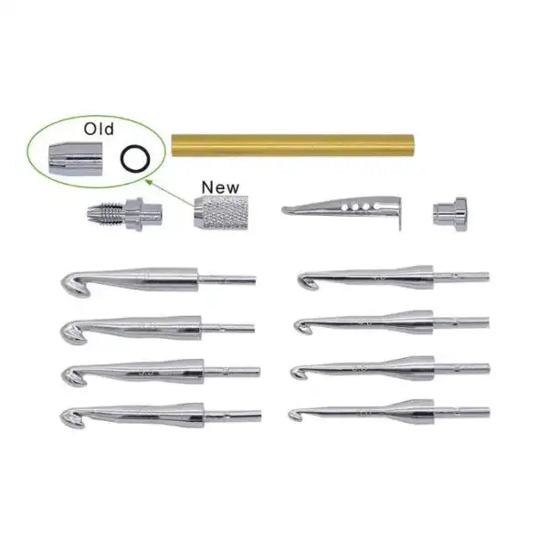 Chrome Crochet Hook Kit (Knurled) CROCH-KNUR-CHR