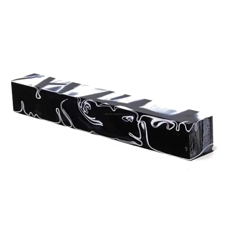Cyclone - Black/Blue & white - Acrylic Kirinite Pen Blank - Kirinite Pen Blanks