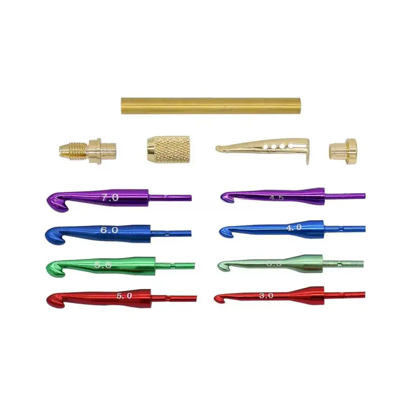 Gold & Colour Crochet Hook Kit (Knurled) - Project Kit