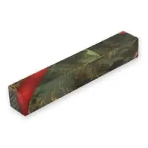 Stabilised Maple Burr/Burl Hybrid Pen Blank - Green & Orange - Pen Blanks