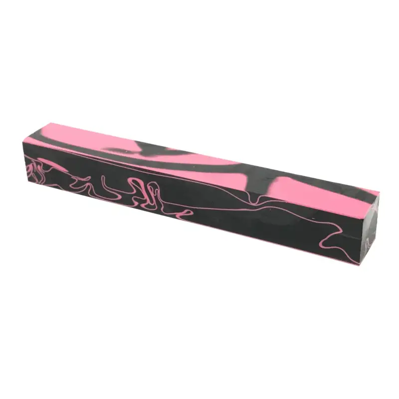 Black & Pink Swirls (Pink Panther) - Acrylic Kirinite Pen Blank - Kirinite Pen Blanks
