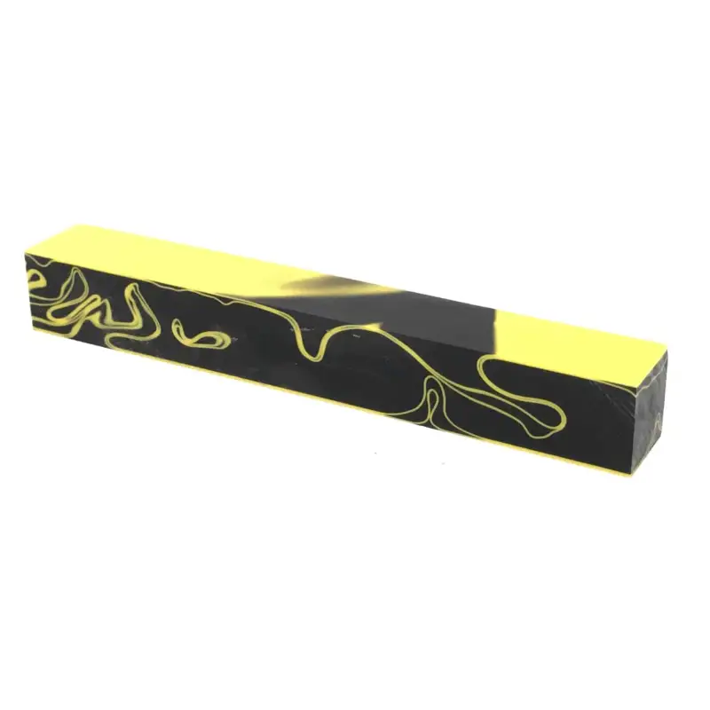 Black & Yellow Swirls (Yellow Jacket) - Acrylic Kirinite Pen Blank - Kirinite Pen Blanks