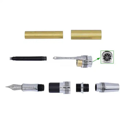 Chrome & Black Titanium New Majestic Fountain Pen Kit MAJESTIC-F-CBWB - Pen Kit