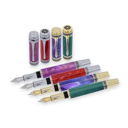 Chrome & Black Titanium New Majestic Fountain Pen Kit MAJESTIC-F-CBWB - Pen Kit