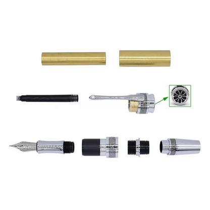 Chrome & Black Titanium New Majestic Fountain Pen Kit - Pen Kit
