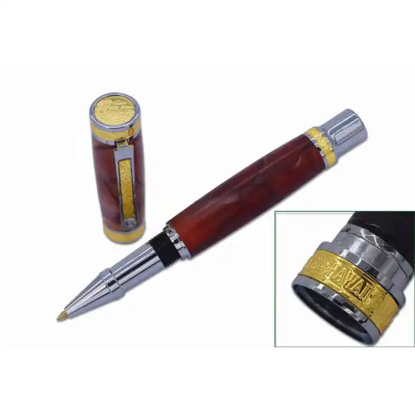 Hawaiian Love Rollerball Pen Kits HAWAII-CG-RB - Chrome & Gold - Pen Turning Kits