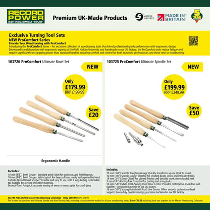 ProComfort Ultimate Spindle Set - Record Power - Woodturning Tools