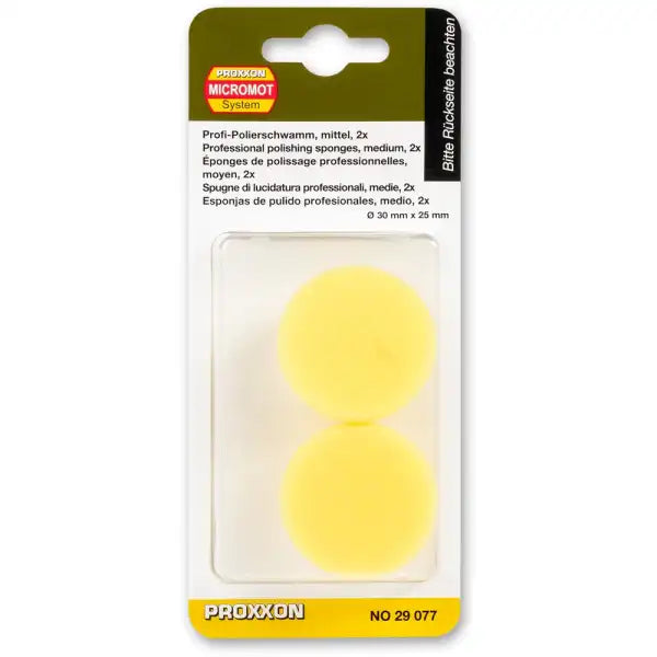 Proxxon Medium Yellow Polishing Sponges (2 Pieces) P-29077