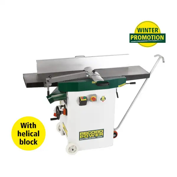 Record Power PT310 Heavy Duty Planer Thicknesser 230v With Spiral Cutter Block and Wheel Kit - PT310-HB/UK1 48503