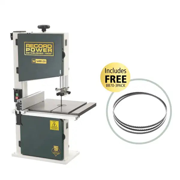 Record Power Sabre 250 10’’ Bandsaw & 3 Pack Bandsaw Blades