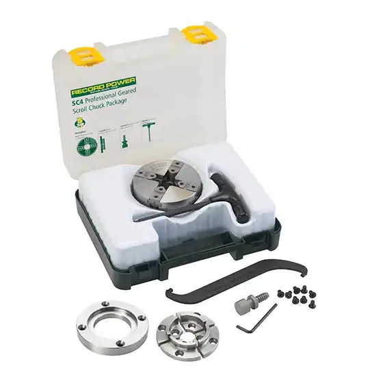 Record Power SC4 Professional Geared Scroll Chuck Package - M33 x 3.5 Direct Thread - chuck