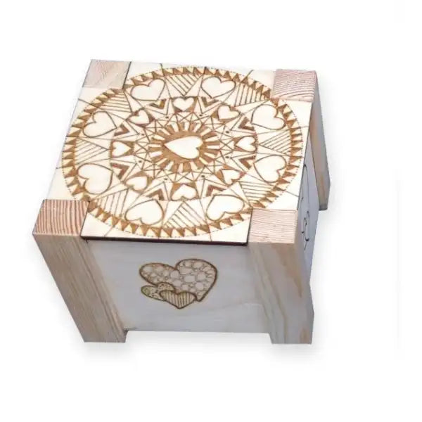 Square Flat Pack Wooden Box - Pyrography Project CRAFT-J100BOX