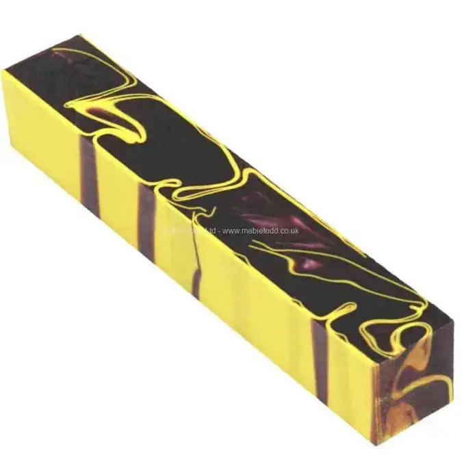 Swirl Pack 1 - 5 x Acrylic Kirinite Pen Blanks - Yellow Pen Blanks