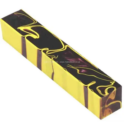 Swirl Pack 1 - 5 x Acrylic Kirinite Pen Blanks - Yellow Pen Blanks