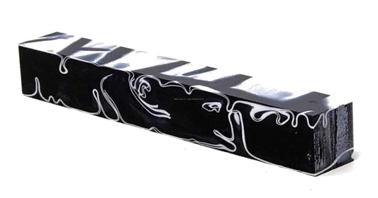 Cyclone - Black/Blue & white - Acrylic Kirinite Pen Blank - UK Pen Blanks