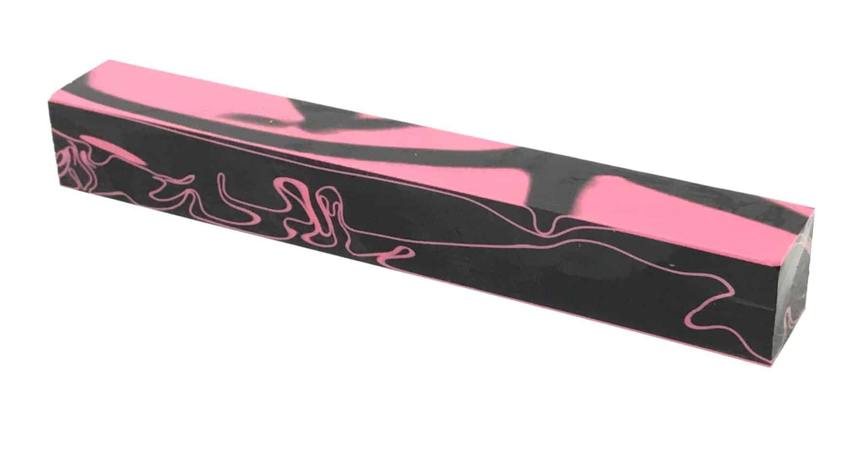 Black & Pink Swirls - Acrylic Kirinite Pen Blank - UK Pen Blanks