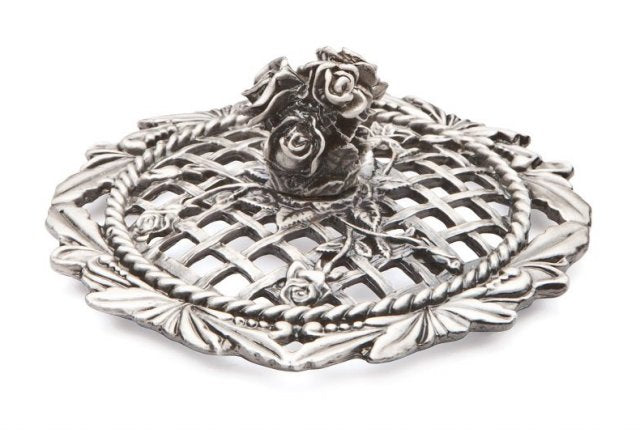Rose Topped - Perforated Decorative Pewter Lid (Potpourri)